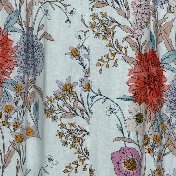 Ann Taylor Floral Linen Blend Smocked Midi Dress White Orange Pink 6 NEW $179 - Picture 12 of 16